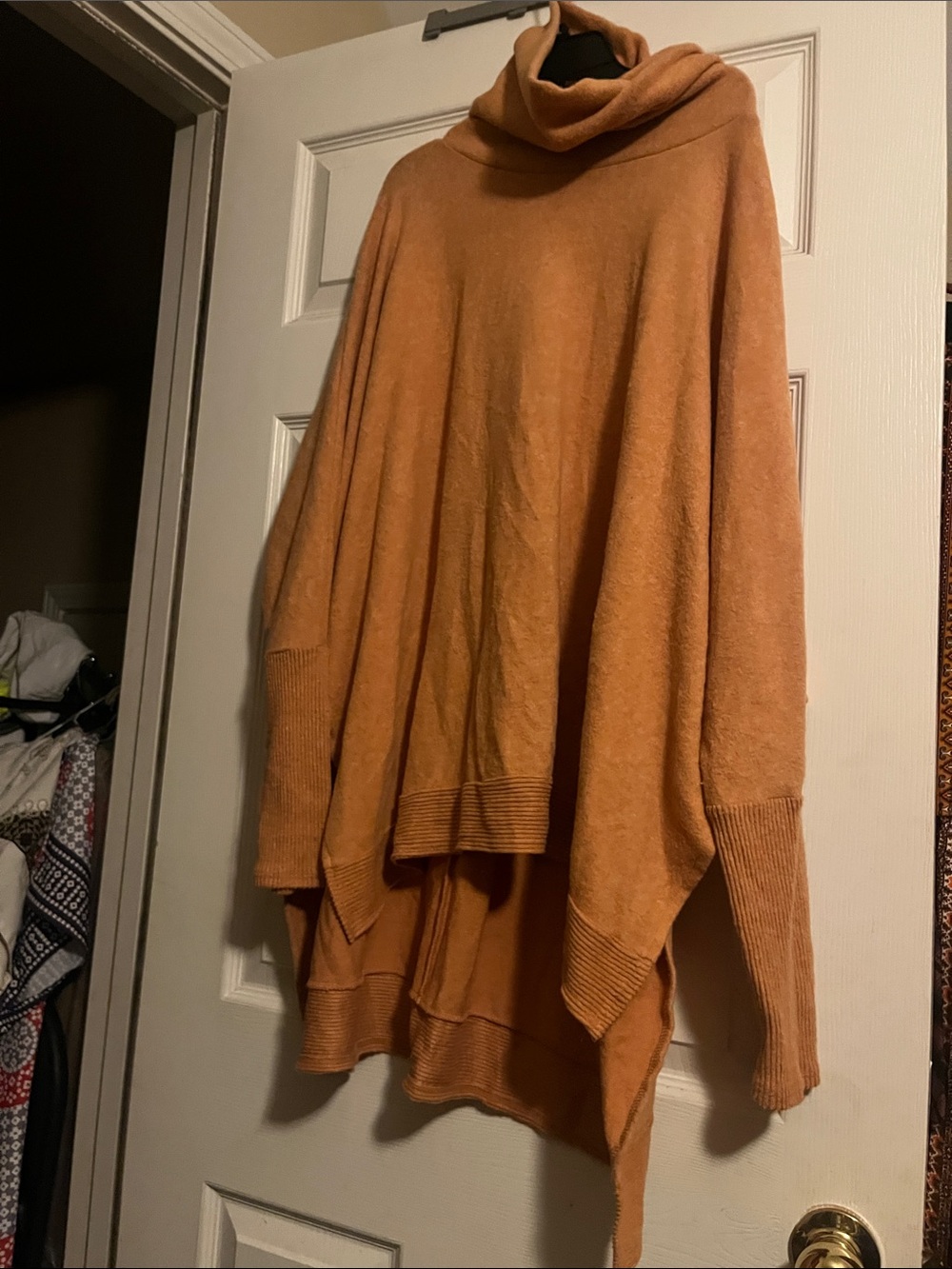 Zenana Outfitters Oversized Turtleneck Sweater in Rust Orange